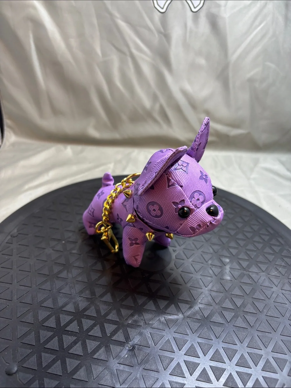 Lavender floral print bag/purse charm frenchie/french bulldog